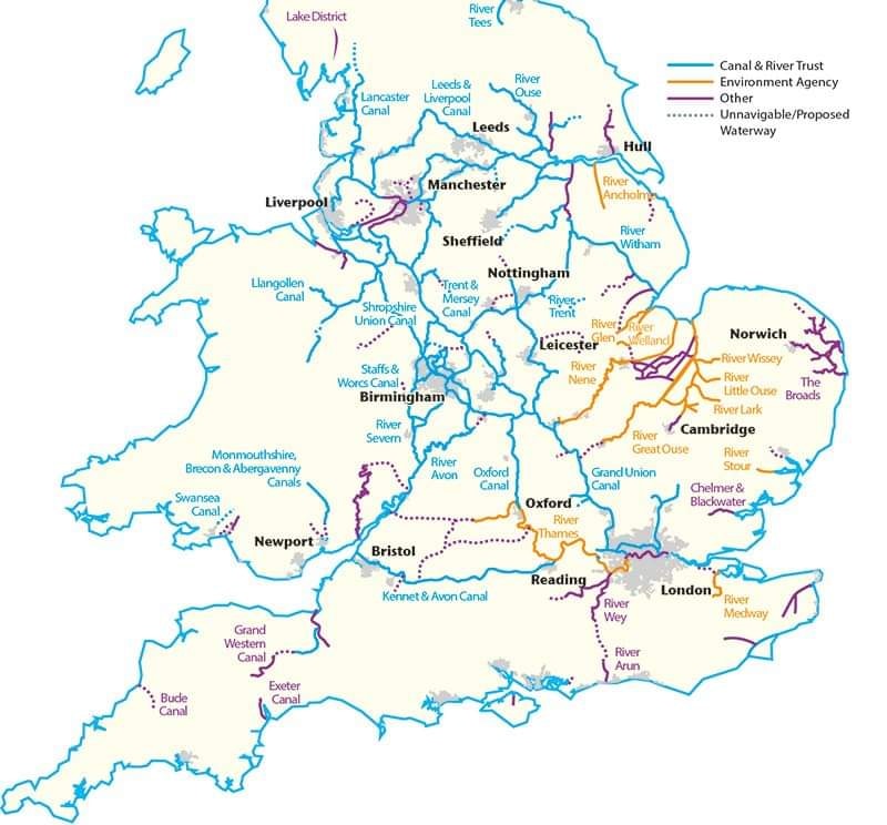 Map of waterways and the responsible agencies